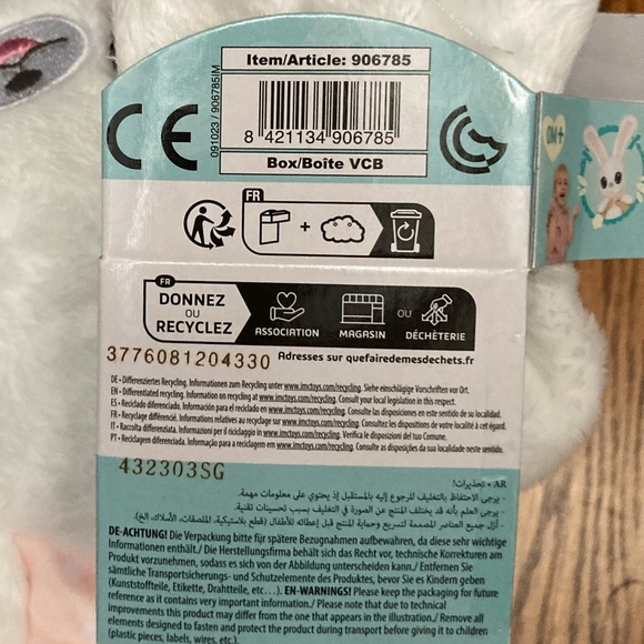 🌛🐰PeekaPets🐰🌜PEEK-A-BOO BUNNY PLUSH white w/peach ears/moon/bow tie✨NWT✨ - Picture 5 of 13